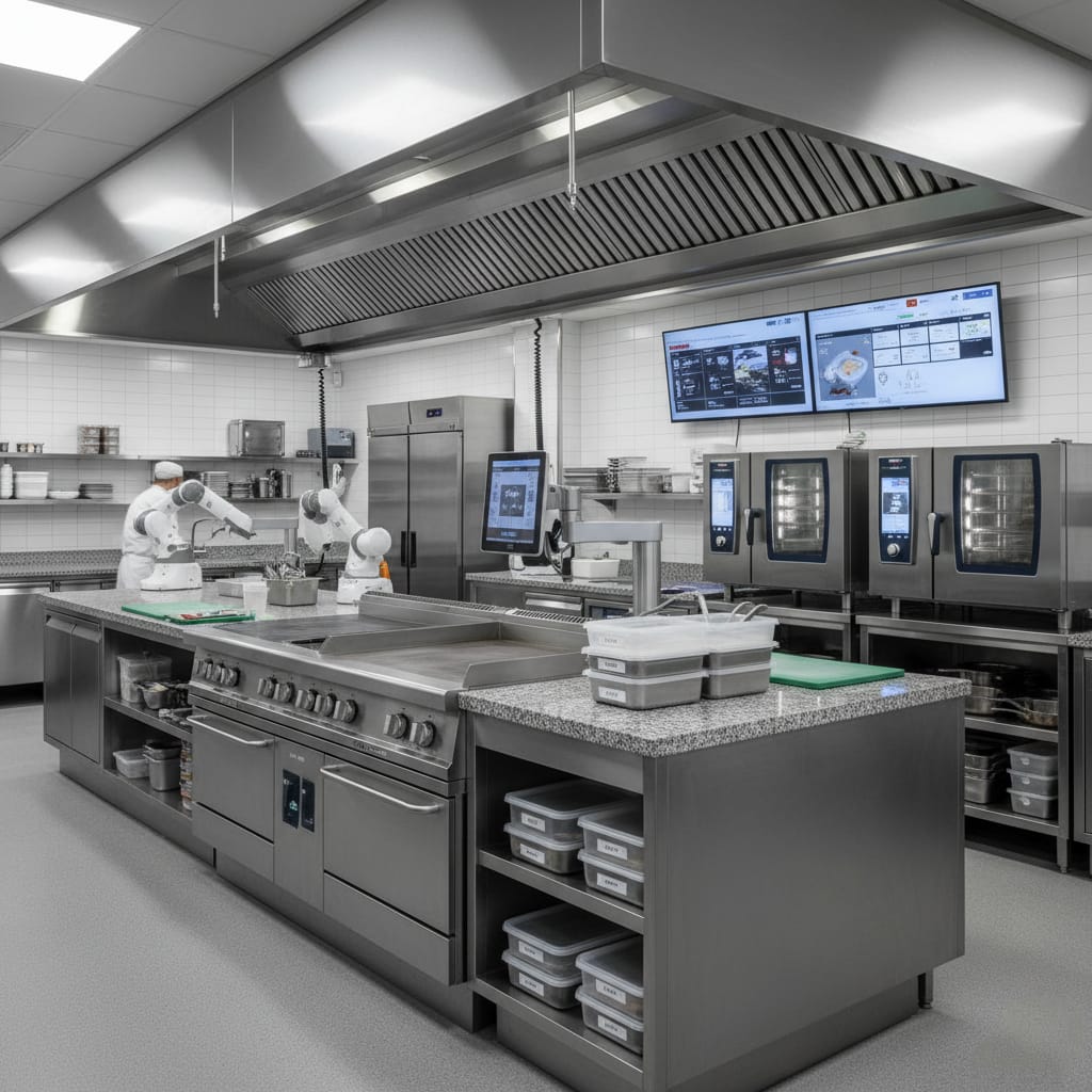 Smart restaurant automation featuring advanced IoT sensors, safety LPG gas leak sensors, and fire sensors, temperatures sensores for safety and mordenized Restaurant